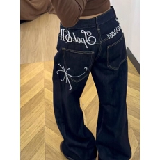 批发美式复古字母刺绣弯刀<b class='q'>牛仔裤</b>女秋冬2026新款宽松显瘦垂感阔腿长裤