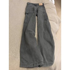 军绿色春季工装裤宽松直筒牛仔裤女复古高腰显瘦垂感拖地阔腿裤子