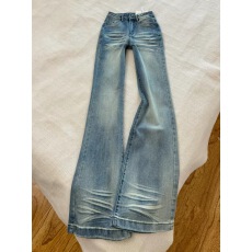 批发美式复古水洗折痕微喇牛仔<b class='q'>裤</b>女夏季2026新款<b class='q'>修身</b>不贴腿喇叭长<b class='q'>裤</b>子