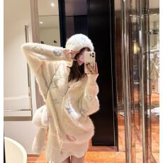 2025秋冬新款欧洲站高定彩色金钱图案质量超好开衫宽松外套针织