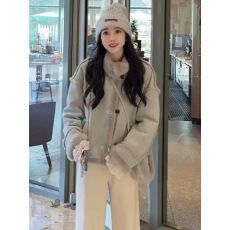 批发韩版高级感皮毛一体加厚外套女2025<b class='q'>秋</b>冬新款宽松小个子麂皮绒外套