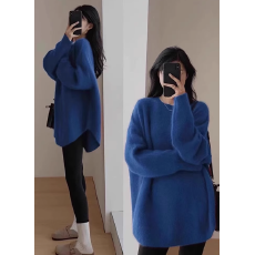 批发浣熊绒毛衣女秋冬中长款慵懒风设计感宽松加厚针织<b class='q'>孕妇</b><b class='q'>外套女</b>