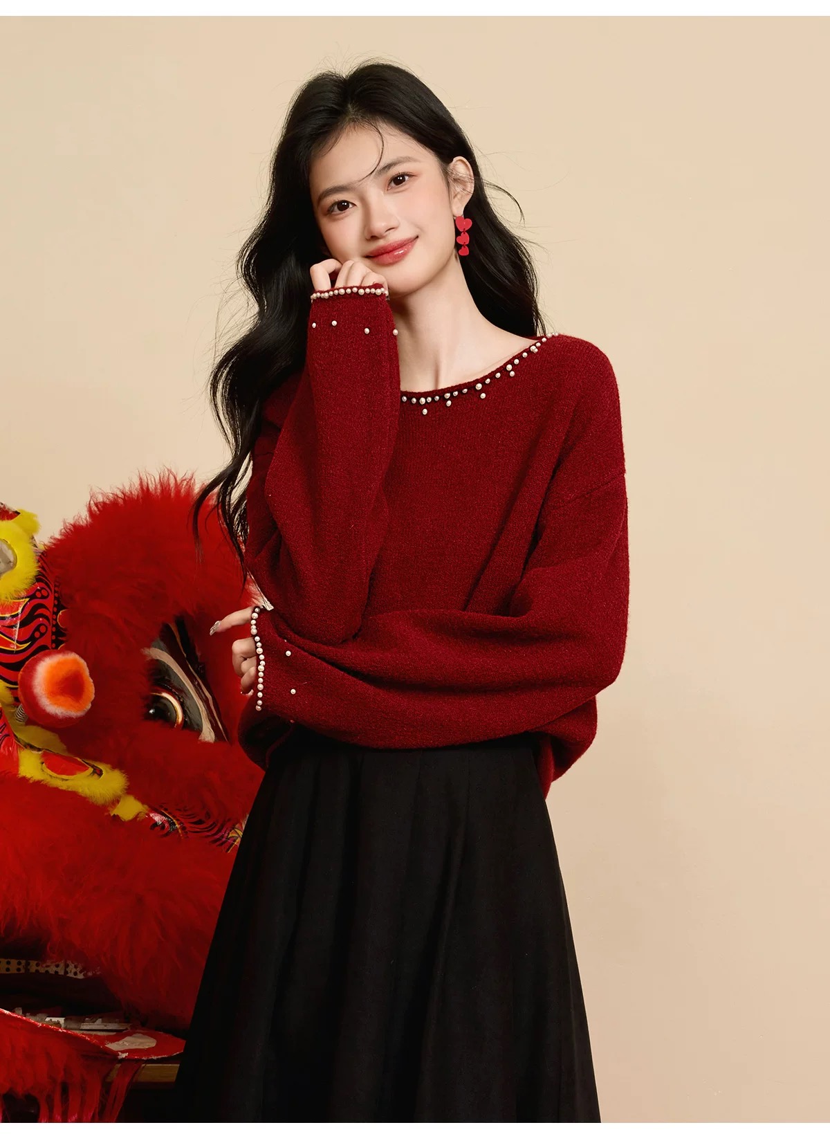 수공 맞춤 sheep 한 부서 겨울 무거운 작업 비즈 박기 털이 많은 부드러운 찹쌀 보온 풀오버