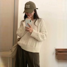 批发韩版软糯温柔设计感麻花套头上衣女2026款休闲减龄针织衫毛衣