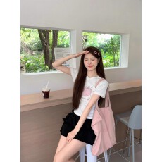 批发2026年春夏新款韩系可爱印花图案圆领纯棉短袖T恤女夏季通勤