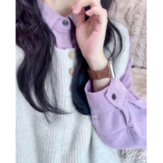 批发气质复古灯芯绒衬衫女法式叠穿内搭衬衣外套宽松<b class='q'>休闲</b>遮肉长袖上衣