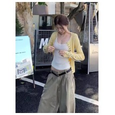 批发韩系辣妹慵懒百搭针织外套女2026年春秋修身显瘦休闲长袖外搭上衣