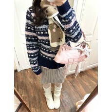 批发费尔岛毛衣外套女秋冬圣诞穿搭小象提花针织开衫氛围感慵懒风上衣