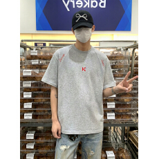 花灰色正肩短袖t恤男女同款夏季美式cleanfit高级感潮牌情侣上衣