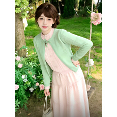 批发春季巨好看漂亮韩系穿搭<b class='q'>假两件</b>针织开衫女2026新款甜美风毛衣外套