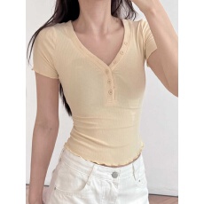 批发<b class='q'>莫代尔</b>2×2随心裁260g 修身V领短袖<b class='q'>t</b><b class='q'>恤</b>女夏季纯欲正肩chicT<b class='q'>恤</b>上衣