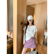 纯棉双纱蕾丝拼接刺绣设计感假两件长袖T恤女夏季设计感白色上衣