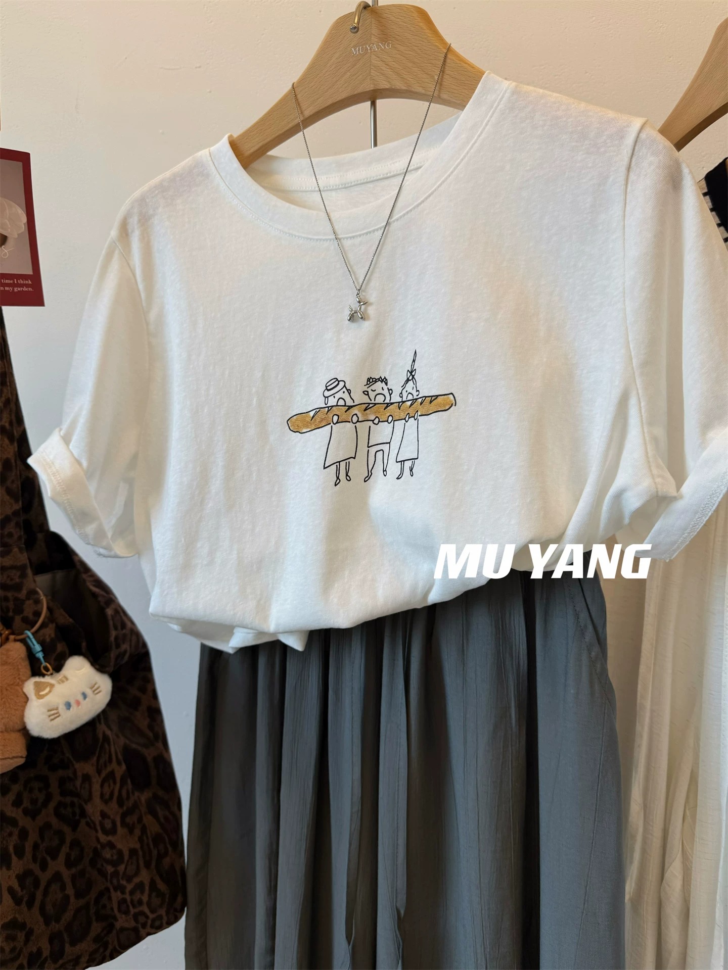 경관 그림 21 순면 210 그램 이후 패키지 칼라 여름 드레스 한 부서 반팔 티셔츠 여성 한국 스타일 루즈핏 빅 사이즈 프린트