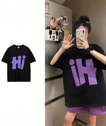 hi 여름 항구 바람 개성 3 차원 포밍 프린트 커플 티셔츠 폭발 루즈핏 반팔 ins