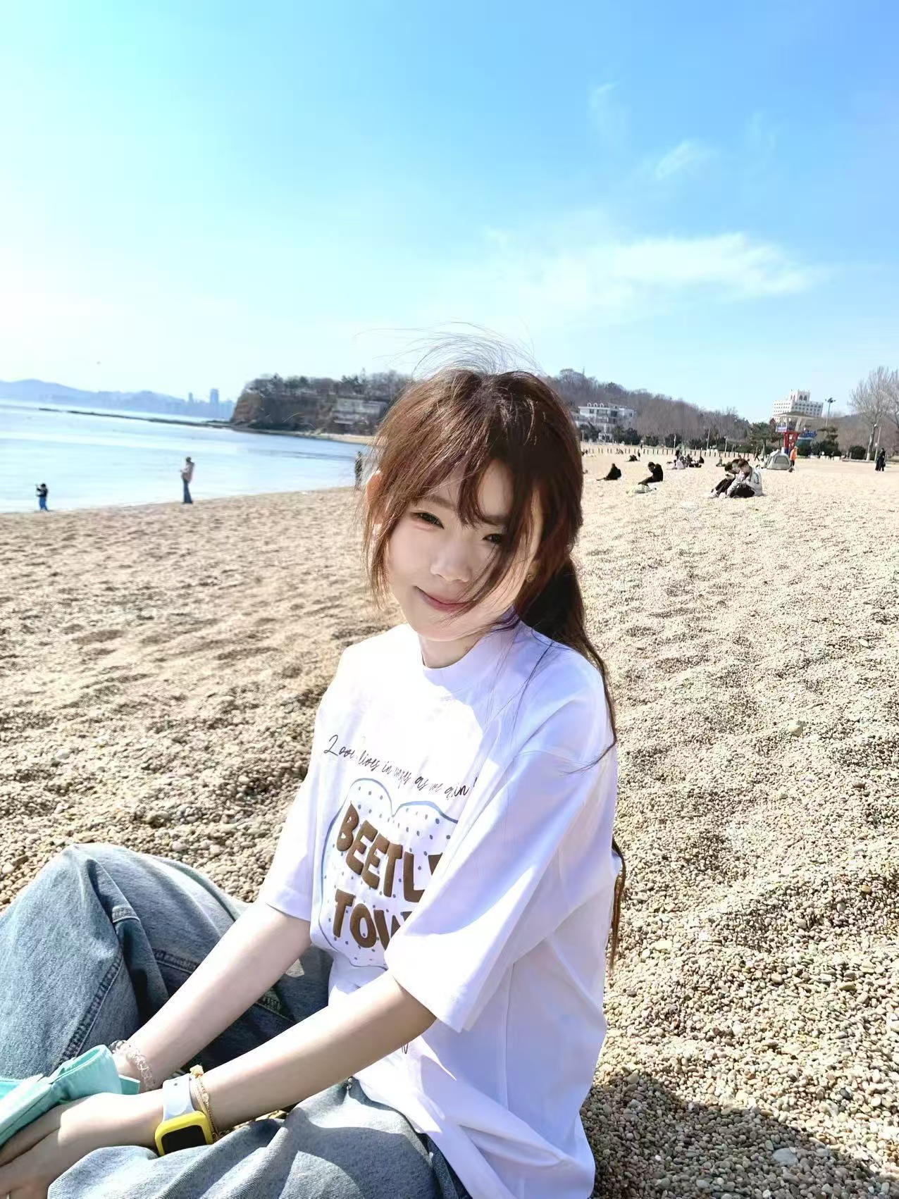 높은 품질 순면 200그램 빗질하다 닫기 면 생방송 같은 제품 이전 프린트 루즈핏 반팔 티셔츠 여성