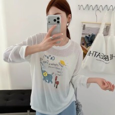 批发180克亚麻雪花长袖T恤防晒衫<b class='q'>打底衫</b>罩衫 透气宽松