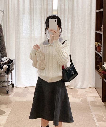 한국 스타일 배색 폴로 칼라 꽈배기 레이스 칼라 스웨터 오픈 가디건 여성 겨울 레트로 문예 바람 맨위