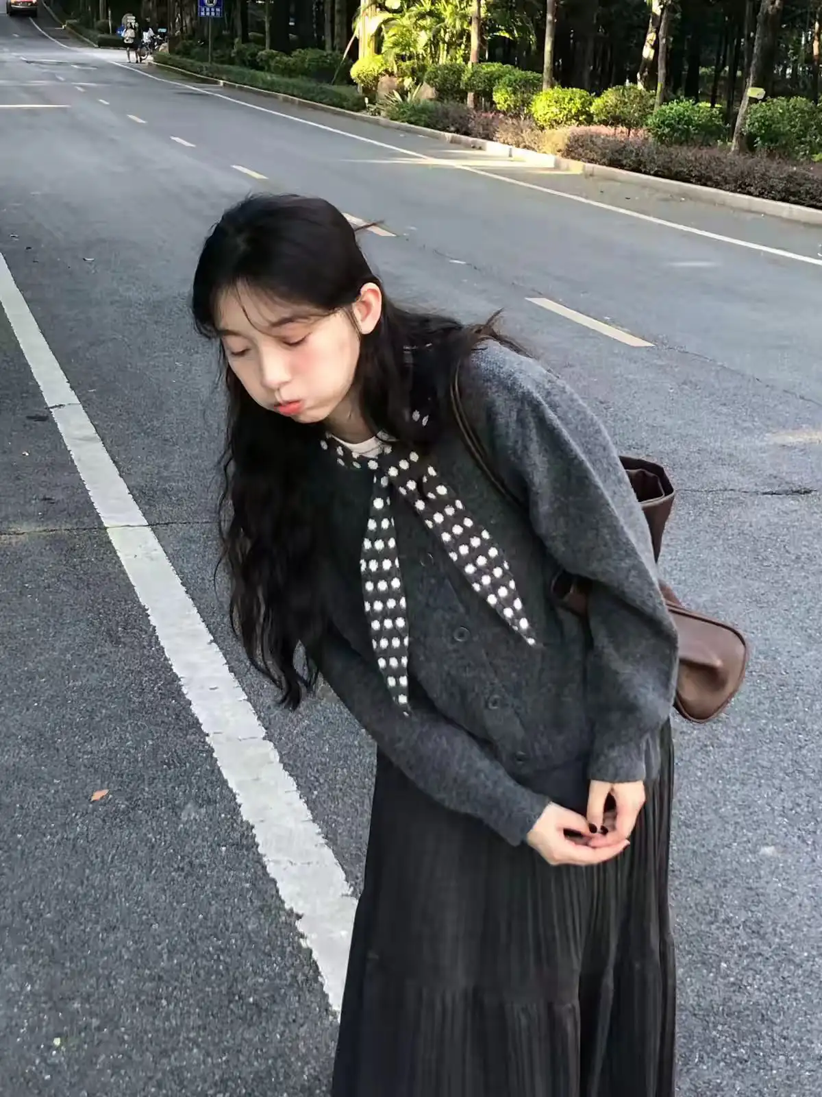 샤넬풍 도트 니트 가디건 상세 이미지 5