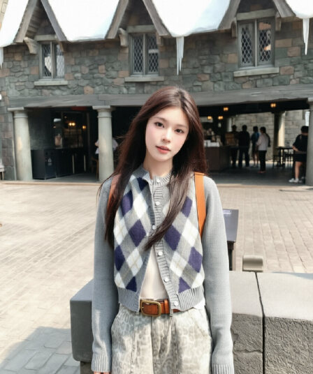 한 부서 링 그리드 니트 오픈 가디건 여성 가을 라운드 넥 스웨터 코트 레트로 학원 슬림해 보이는 외출용 맨위
