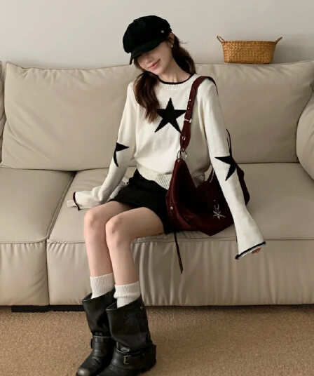 작은 대중 디자인 라운드 넥 스웨터 여자 가을 겨울 2026 새로운 루즈핏 슬림해 보이는 캐주얼 다용도 니트 스웨터