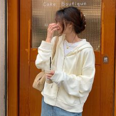 外套女春秋薄款开衫连帽卫衣宽松休闲百搭上衣潮流