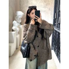 美拉德风咖色高领毛衣外套女2026秋冬新款韩系慵懒风宽松针织开衫