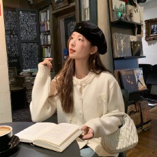 批发蕾丝蝴蝶结毛衣开衫2026新款甜美软糯温柔风减龄慵懒上衣