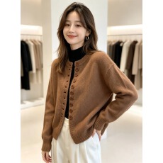 批发韩系高级感洋气毛衣外套女2026秋季大码胖MM宽松百搭针织<b class='q'>开衫</b>上衣