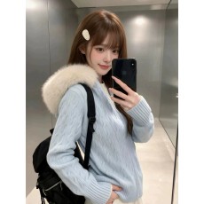 批发韩系甜美大毛领麻花毛衣外套女秋季2026新款收腰显瘦针织<b class='q'>开衫</b>上衣