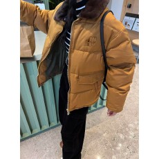 爆款缪系刺绣字母拼接休闲羽绒服外套