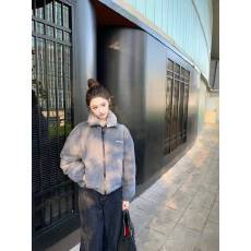 爆款缪系拼接羊羔毛软糯糯羽绒服外套