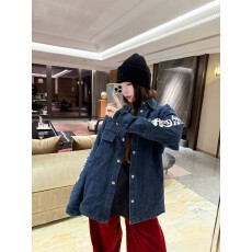 批发重工质感梵文休闲牛仔外套