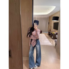 批发爆款重工梵文刺绣<b class='q'>休闲</b>格子衬衫