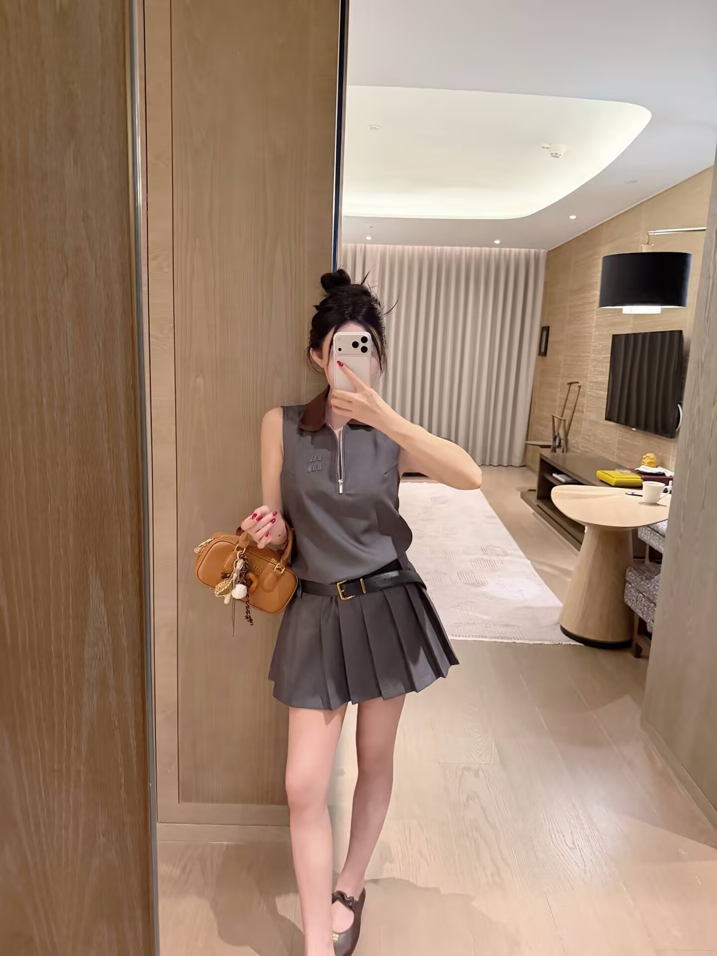 폭발 플리츠 드레스 벨트