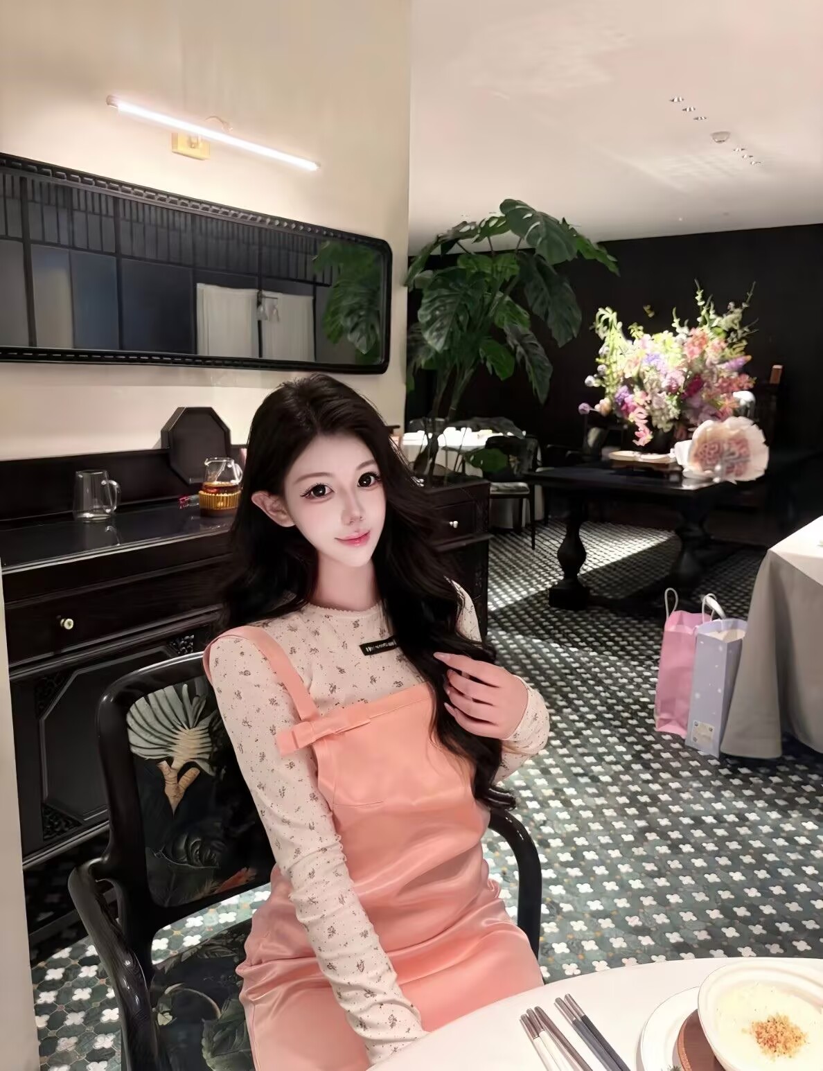 폭발 나비 매듭 드레스 꽃무늬 드레스 복장 세트