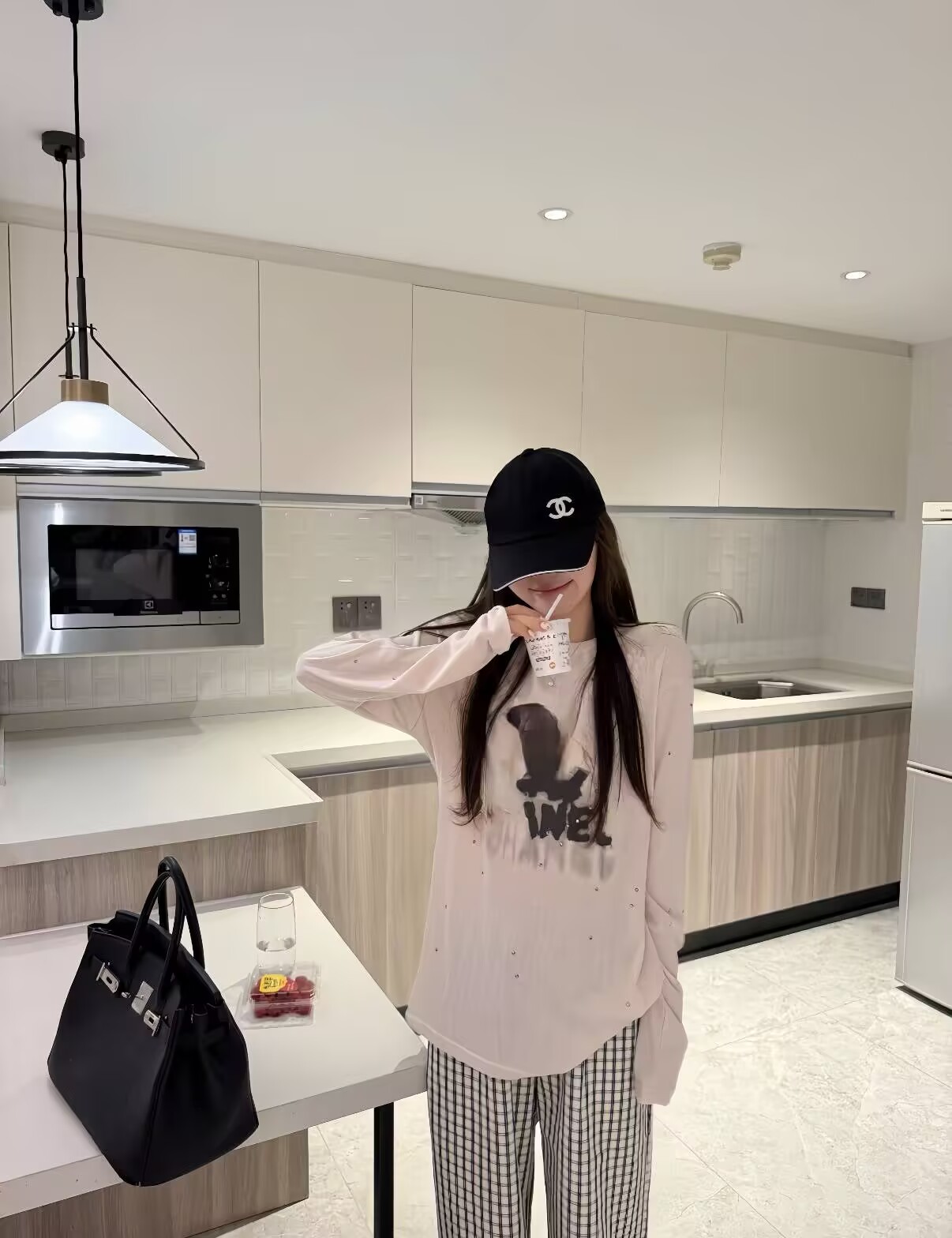 폭발 작은 샤넬 스타일 핫픽스 캐주얼 맨위 캐주얼 편안함 알파벳 체크무늬 바지