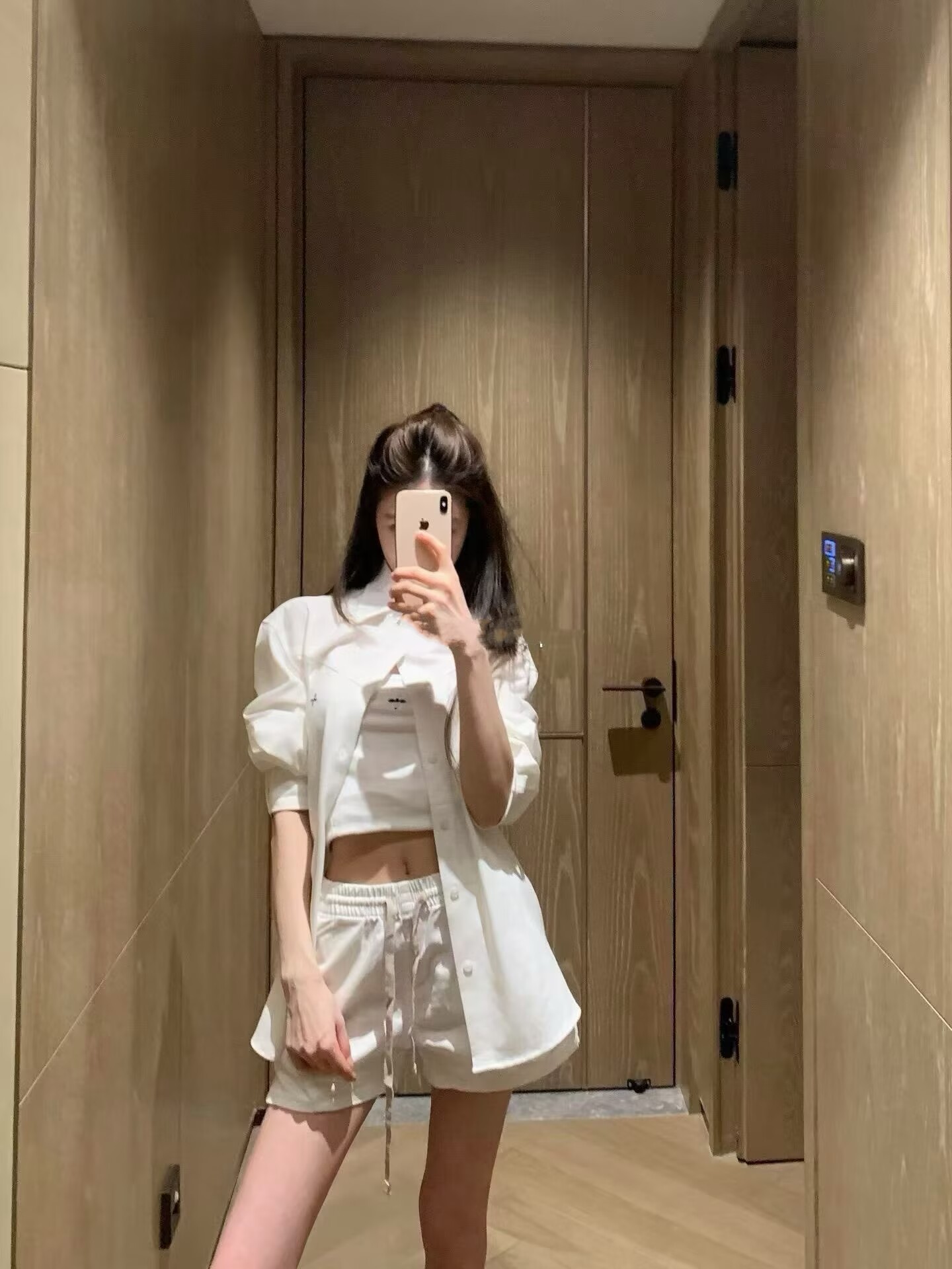 폭발 자수 캐주얼 셔츠 슬립 펌프 로프 반바지 3종 세트