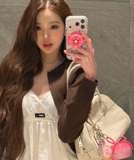 폭발 오류 부서 니트 오픈 가디건 홀로우 아웃 슬립 맨위 투피스 세트