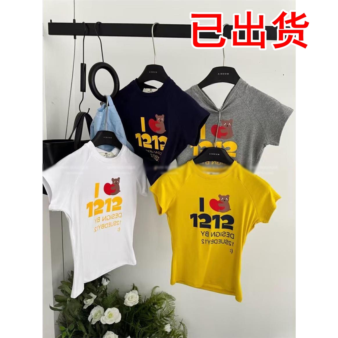 FA34847# 新款美式字母卡通印花短袖t恤修身百搭短款上衣女 服裝批發女裝批發服飾貨源