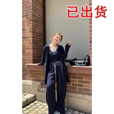 批发官图 新款长袖开衫外套+字母吊带背心+阔腿<b class='q'>裤</b><b class='q'>三件套</b>女 大量现货