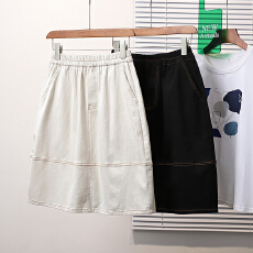 批发实拍春<b class='q'>夏</b>款大码宽松五分半身裙胖MM弹力松紧腰显瘦牛仔A字裙中裙