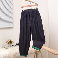 批发实拍2026春款高腰弹力宽松大码哈伦九分牛仔<b class='q'>女</b>裤胖MM欧版老爹裤