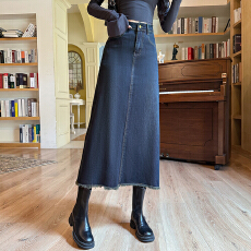 批发实拍2026春款大码高腰牛仔半身裙女弹力中长款百搭A字裙牛仔裙