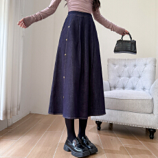 批发实拍2026春新款大码松紧腰宽松牛仔半身裙胖MM显瘦时尚中长款裙