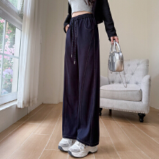 批发实拍2026<b class='q'>春</b>夏大码韩版松紧腰直筒牛仔女长裤胖MM高腰宽松拖地女裤
