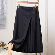 批发实拍2026春新款大码松紧腰宽松百褶休闲半身裙胖MM简约牛仔裙