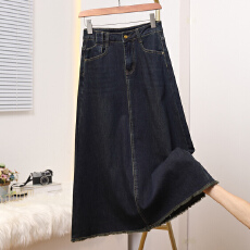 批发实拍2026春款大码高腰<b class='q'>牛仔</b>半身裙女弹力中长款百搭A字裙<b class='q'>牛仔</b>裙