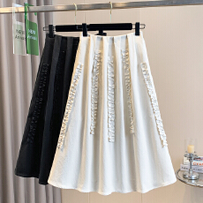 批发实拍春<b class='q'>夏</b>新款大码女装宽松蕾丝A字半身裙胖MM显瘦中长款休闲裙