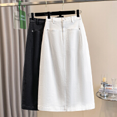 批发实拍春夏胖MM弹力休闲牛仔半身裙女高腰显瘦百搭<b class='q'>大码</b>a字半身裙