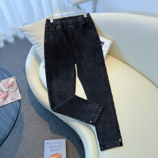 批发实拍春新款胖MM200斤仿牛仔小脚<b class='q'>大码</b>女长裤韩版高腰弹力女裤